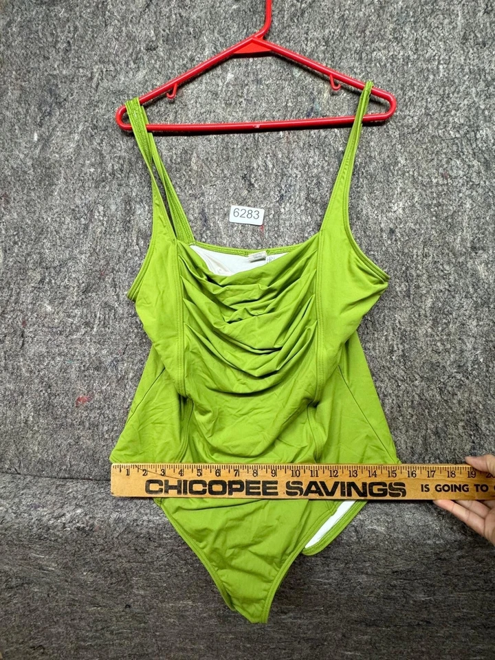 Calvin Klein 泳装褶皱正面绿色方领 16 码 — 第 4/4 张图片