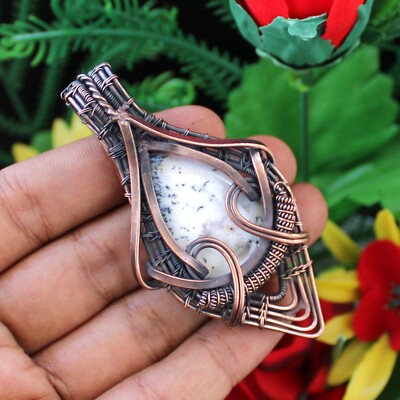 Dendrite Opal Handmade Pendant Copper Wire Wrapped Pendant Birfhday Gift