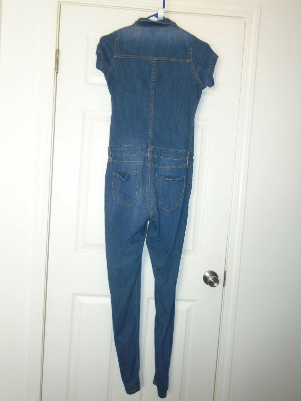 Fashion Nova Denim Jumpsuit/romper Blue Jean size x Gem