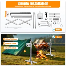 53" Large Spit Roaster Rotisserie Chicken Electric BBQ Grill Pig Lamb Roast