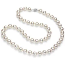 AAAAA Japanese Akoya Cultured Pearl 7mm,14K white Gold Necklace 20" Top Grading