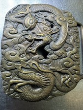 MYTHICAL ASIAN DRAGON CUT OUT HIPPIE BELT BUCKLE VINTAGE RARE BERGAMOT 1974