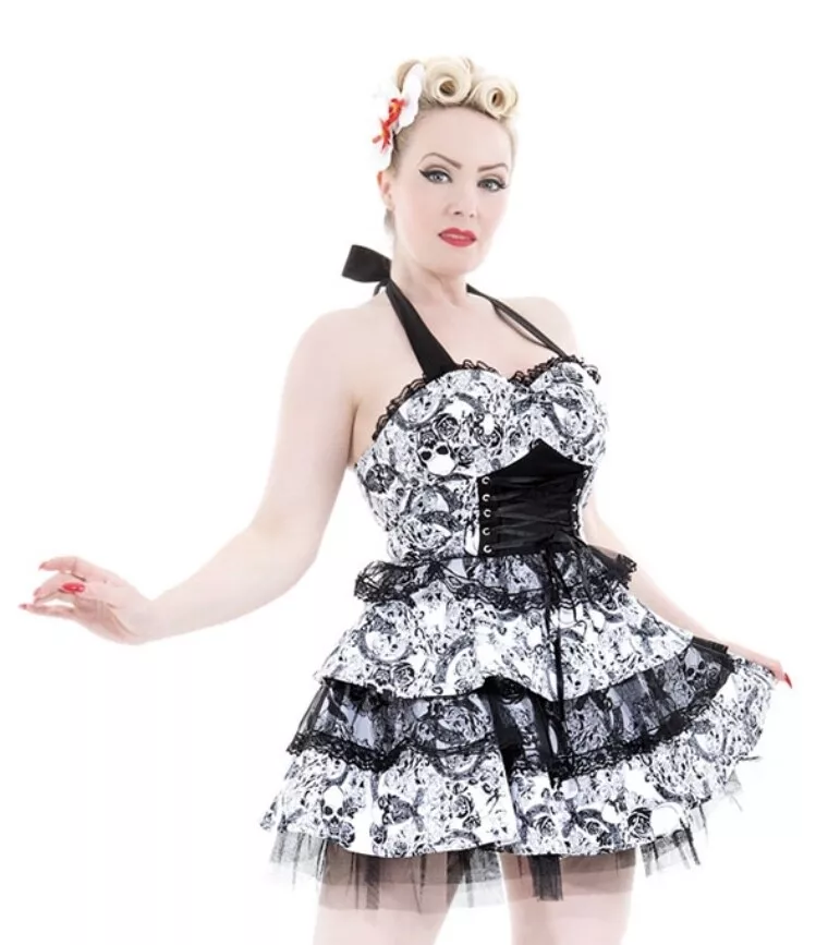 Black and white skull dress cheap