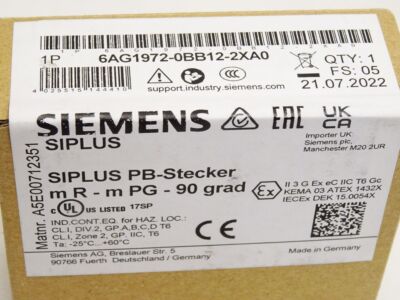 6AG1 972-0BB12-2XA0 NEW SIEMENS 6AG1972-0BB12-2XA0 SIPLUS DP PROFIBUS Plug