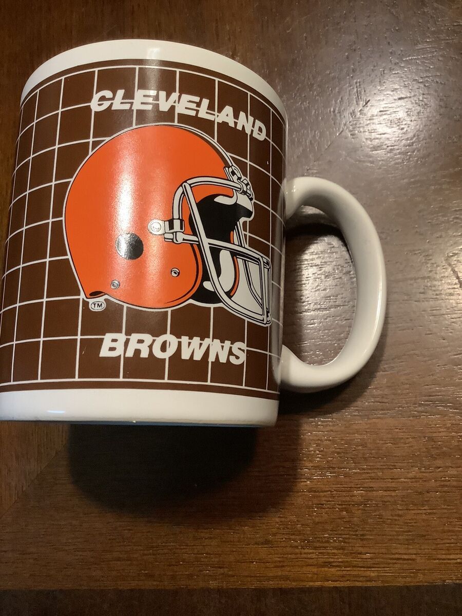 Vintage Cleveland Browns Coffee Mug Grid Background Design Papel Ceramic 12  oz