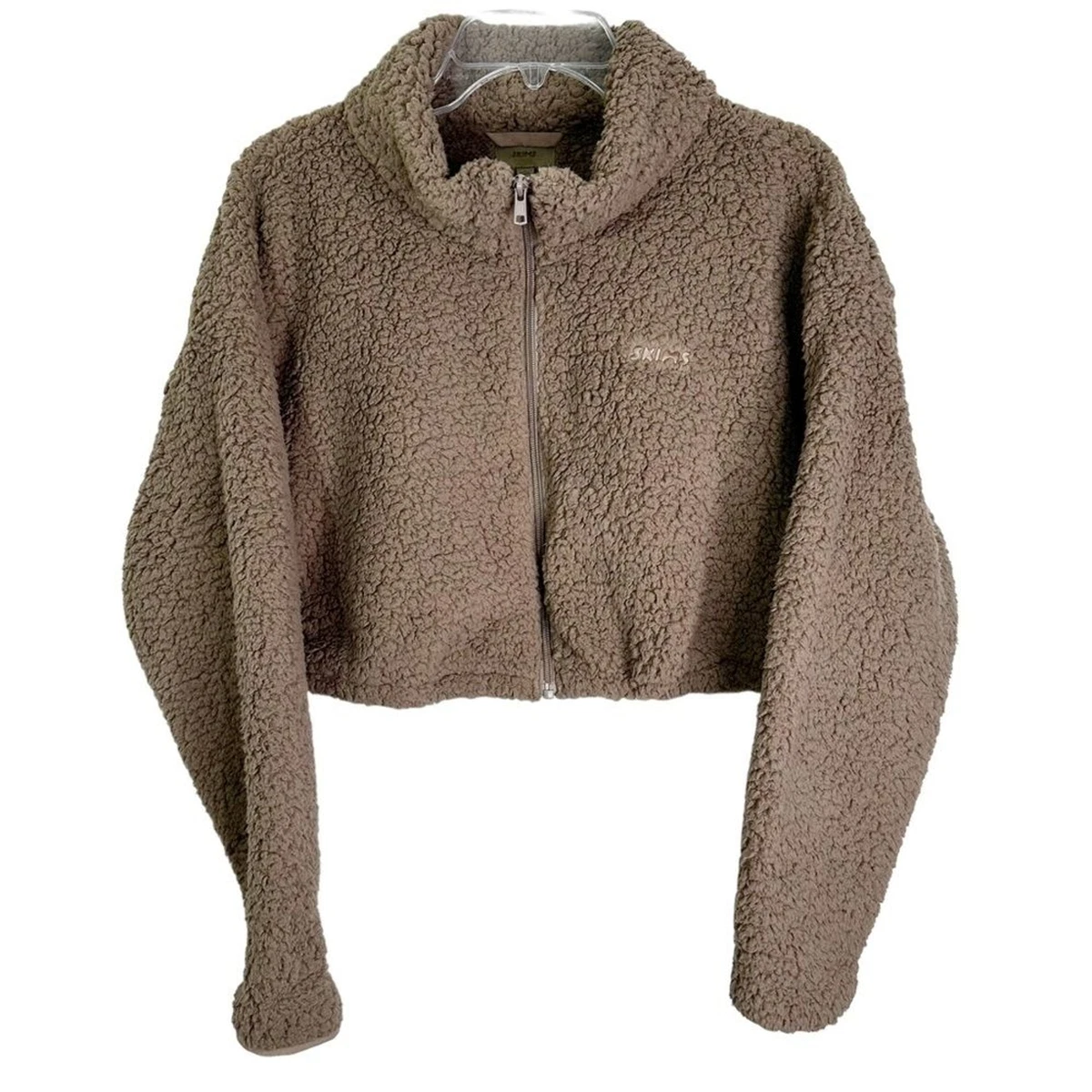 NWT Skims Cozy Knit Full Zip Cropped Teddy Top Jacket in Desert