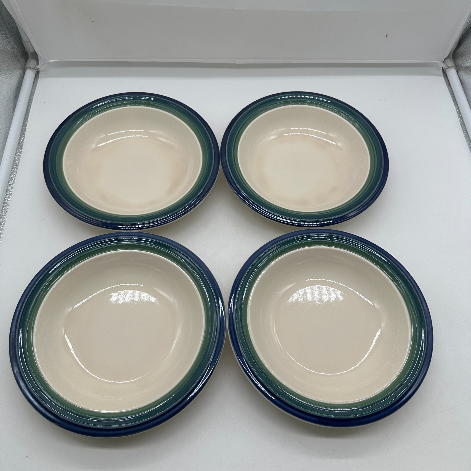 Pfaltzgraff Ocean Breeze 4-Piece Ceramic Bowl Set in Blue Green Ivory