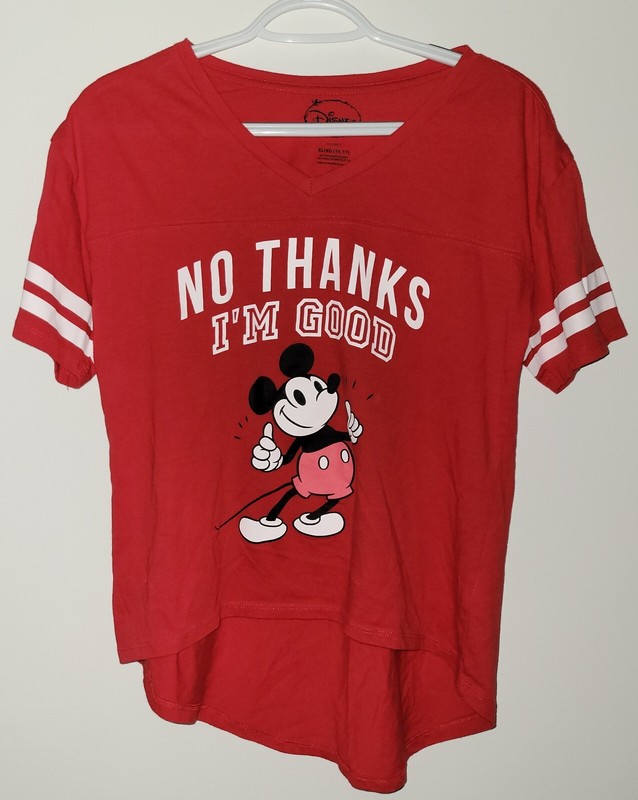 Disney Mickey Mouse No Thanks I'm Good Short Sleeve Shirt Kids Size XL (15-17)