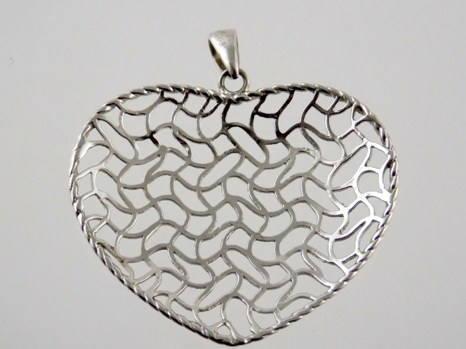 K Sterling Silver Openwork Pattern Heart Pendant … - image 5