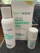 SkinKick Acne KickPro Duo Exfoliant Face Wash(3oz) homeopathic lotion (.5oz)