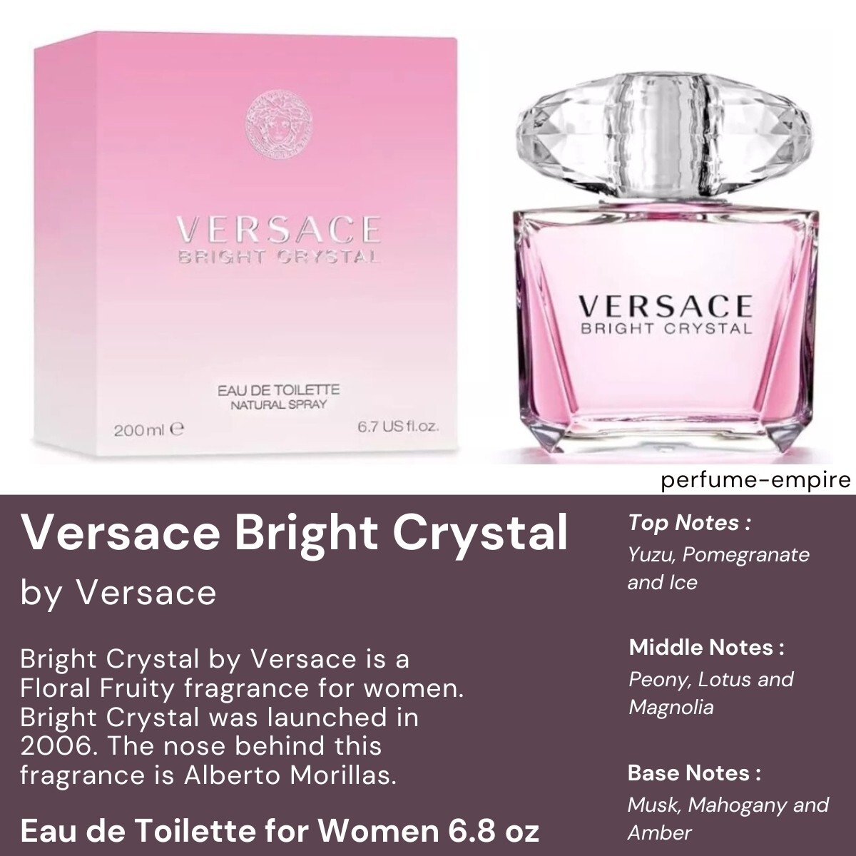 200 Ml Versace Bright Crystal Women's Perfume Versace Bright