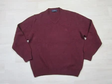 Valentino Jeans Men’s Virgin Wool Blend Sweater Maroon Red - Size (XL) V-Neck