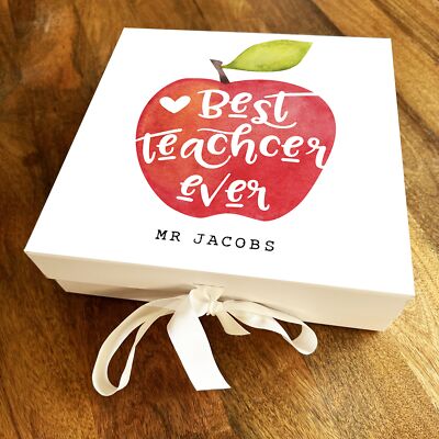 Personalisierter Geschenkkorb quadratischer Apfel bester Lehrer aller Zeiten Schulabgänger