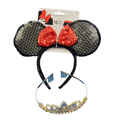 Queen Tiara & Disney Minnie Mouse Red Bow Sequin Ears 
