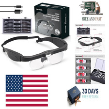Magnifying Glasses with Light, Rechargeable Head Magnifier Glasses with 3 LED