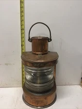 Antique Nautical Gas Copper&Glass Lantern C.M.Hammar Göteborg 15” Tall, G21912