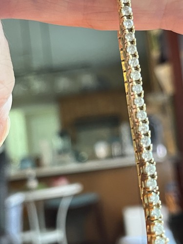 4 Ct 14k Yellow Gold Round Cut Natural Diamond Link Tennis Bracelet 7.5 Length - Picture 13 of 16