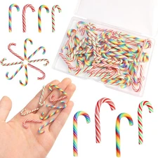 Christmas Mini Candy Canes Decorations,60 Pcs Polymer Clay Miniature... 