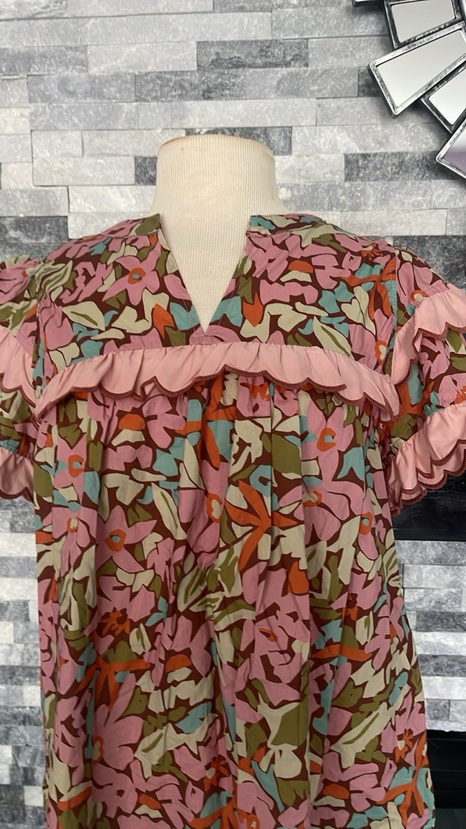 H Homebody Embroidered 100% Cotton Blouse Size M Boutique View 3