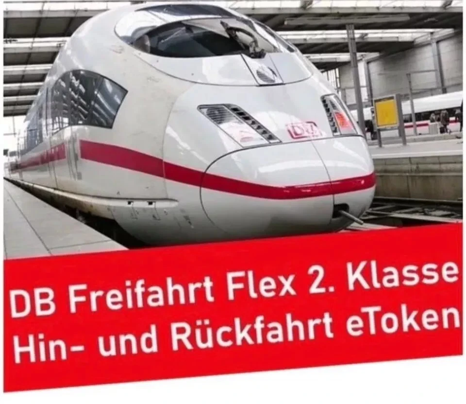 DB Freifahrt FLEX Ticket 2. Kl., Hin- und Rückfahrt, e-token gültig 02/26