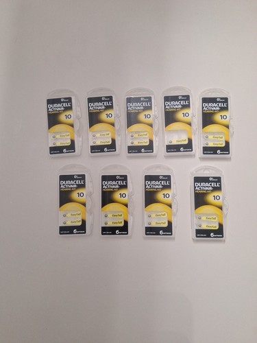 9x Packs of 8 Duracell Activair Easy Tab Size 10 Hearing Aid Batteries