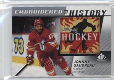 2021-22 Upper Deck SP Game Used Embroidered in History Johnny Gaudreau #17 1cx3