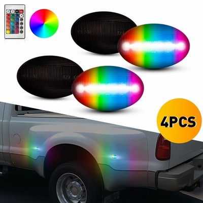 RGB LED Side Marker Lights Rear Left Right For Ford F350 Super Duty Truck 99-10