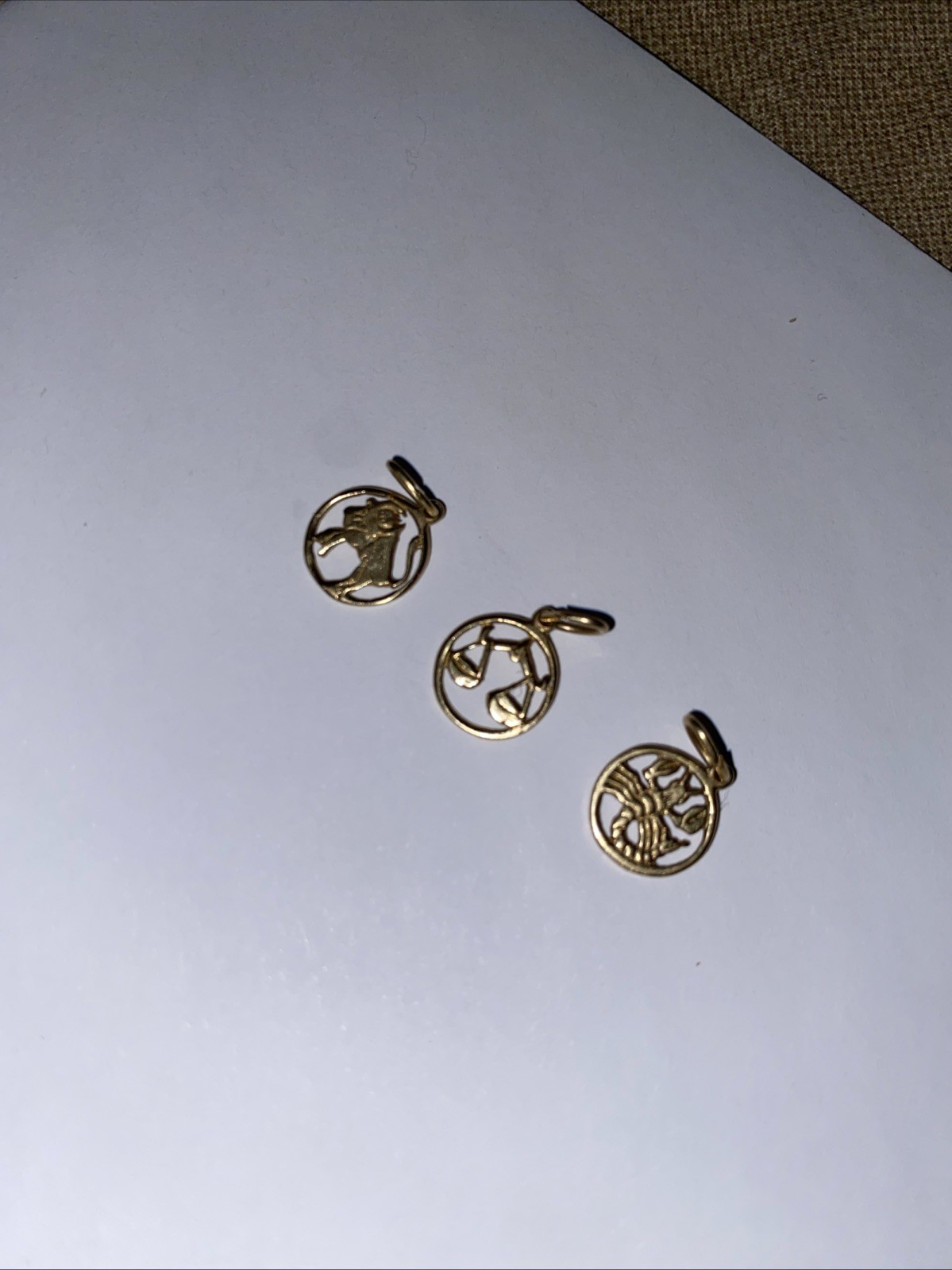 3 Piece Zodiac Symbol Charm Pendant Set Vintage Gold Tone Libra Taurus Scorpio