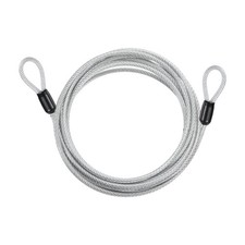 3/16" Dia 10.5ft Security Cable Lock Vinyl Coated Steel with Loops Silver