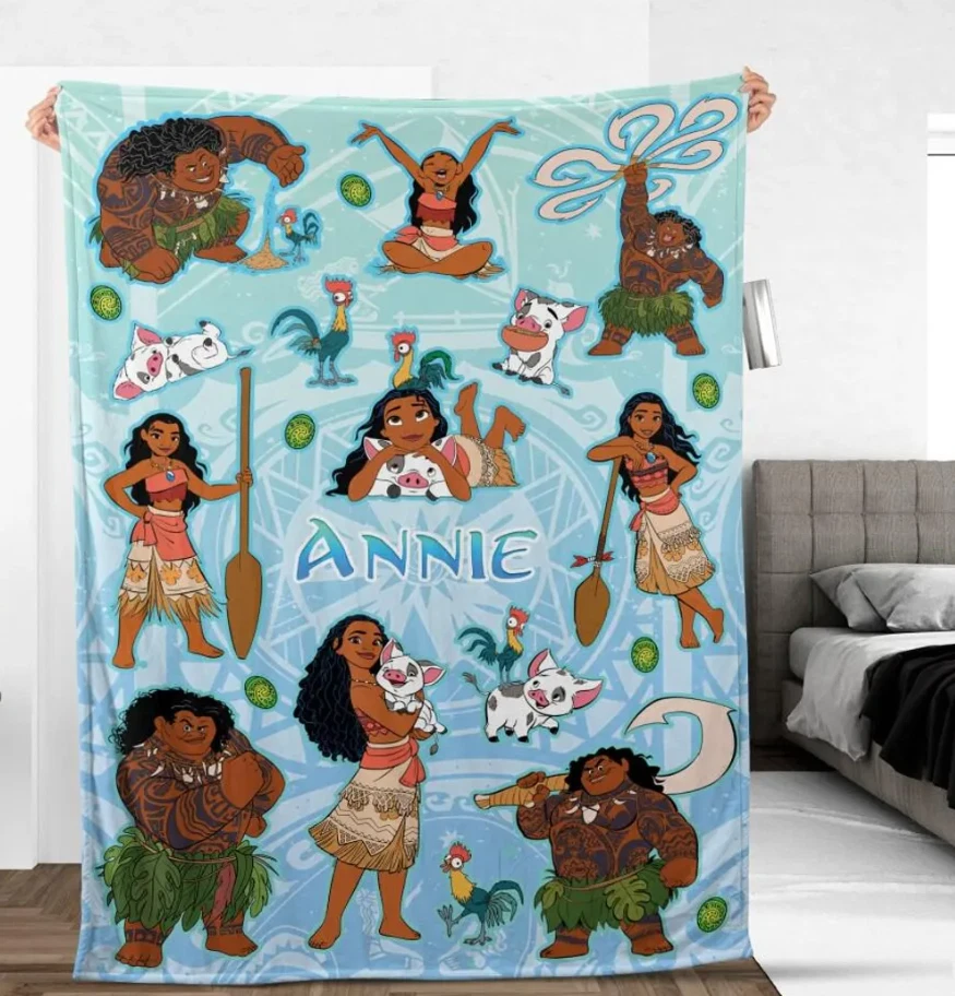 Personalized Disney Princess Moana Fleece Blanket