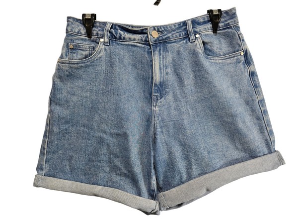 foxwood elements mid blue stretch denim cuffed jeans shorts size 12
