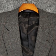 Burberrys' Vintage Sport Coat Mens 42R Classic Fit Glen Check Plaid Wool 2 Btn