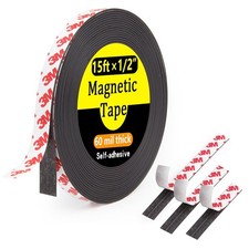 Magnetic Tape, 15 Feet  1/2 Inch Magnet Tape with 3M Adhesive Backing, 15ft