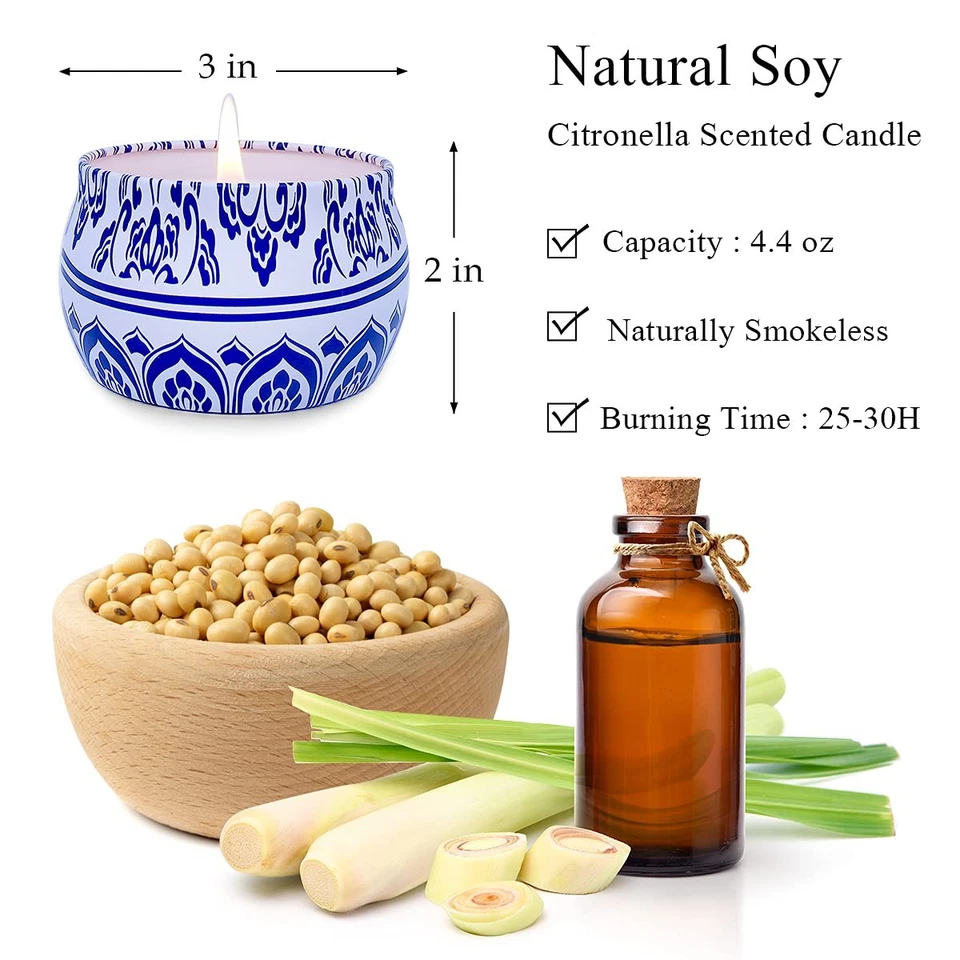 Outdoor Citronella Candles 4.4oz Natural Soy Wax for Patio Porch in Summer, P... - Image 4 of 4