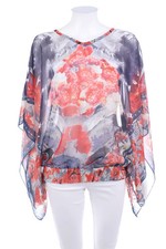 Ohne Label Bluse Chiffon Print L Blau-Töne Rottöne