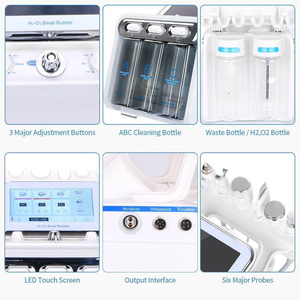 6/7 in 1 Hydra Water Facial Skin Cleaning Hydro Dermabrasion Oxygen Peel Machine