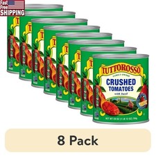 8 Pack Crushed Tomatoes W/ Basil Non GMO Vegan Gluten Free Pantry Staple Cooking