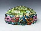 Vintage Stained Glass Leaded Lamp Shade Floral Slag Glass