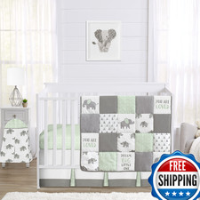 Sweet Jojo Designs 4-Piece Baby Crib Bedding Set Safari Elephants For Boys Or