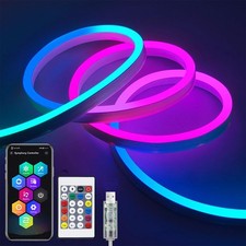 LED Neon Rope Lights 1/2/3/5M RGBIC Strip Lights App/Remot Control Music Sync