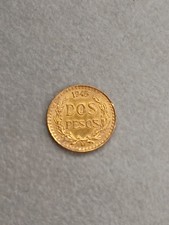 Gold 1.5g 1945 Mexican 2 Pesos Gold Coin 90% Gold Dos Pesos Lucky TP 0731