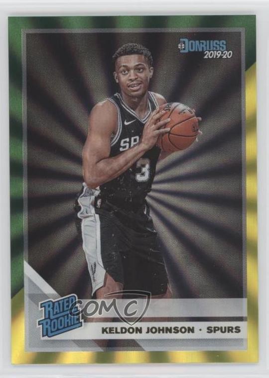 2019 Donruss Rated Holo Green & Yellow Laser Keldon Johnson #227 Rookie RC 0v4e