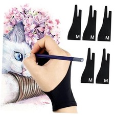 5 Pack Drawing Gloves With Two Fingers, Digital Artist for Left and Medium