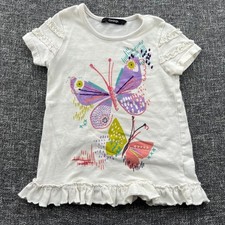 Girls 18-24 month white 100% cotton summer T-shirt with large butterfly motif