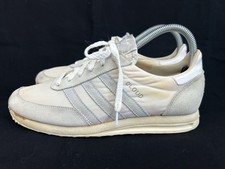 Vintage 70s 80s Adidas Cloud Sneakers White 3 Stripe Tennis Shoes Size 9 - RARE