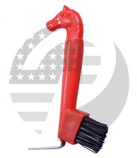 Red Horse Head Hoof Pick with Brush