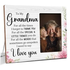 Grandma Gifts from Granddaughter Grandson, I Love You Grandma Wooden Picture