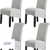 Stuhlhussen 4Er Set Stretch Stuhlhussen Abnehmbar Waschbar Hellgr