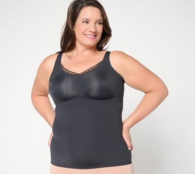 Evelyn & Bobbie Lace Trimmed V-Neck Seamless Bra Cami Black XL Used