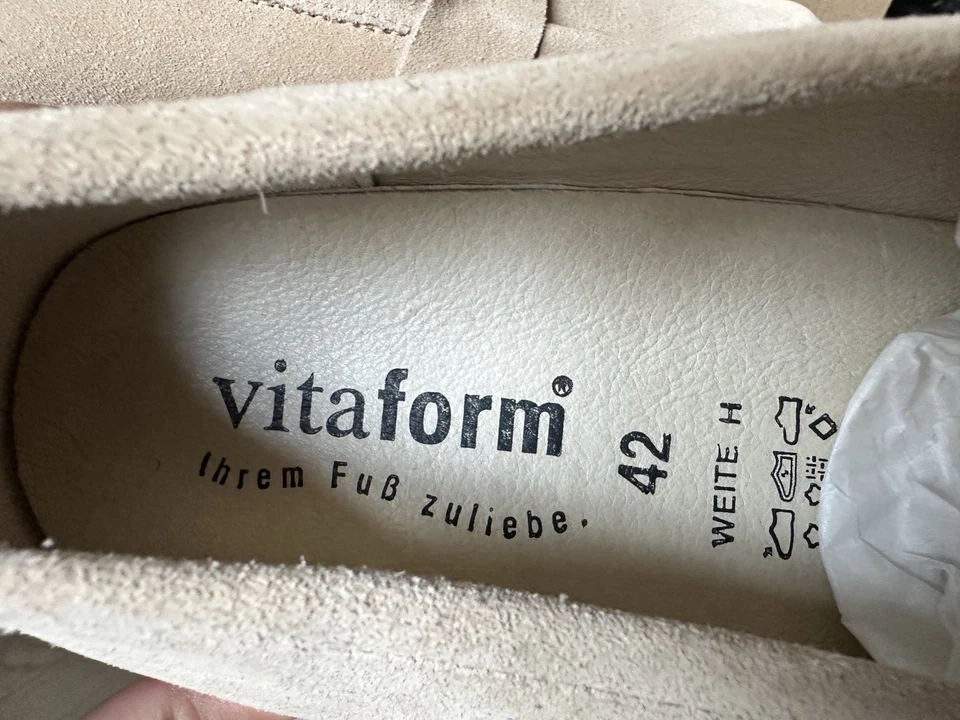 VITAFORM Damen-Slipper Valou creme Gr. 42 Veloursleder –Neu QVC Schuhe Leder Top - Bild 4 von 4
